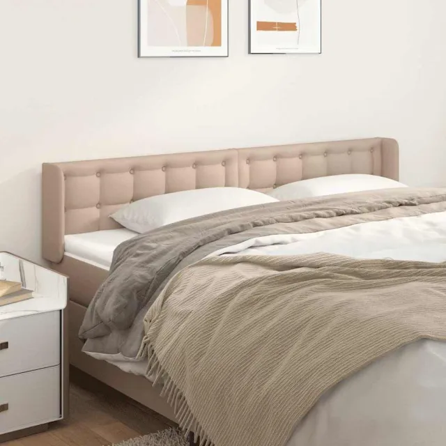 vidaXL Hoofdbord met randen 203x16x78/88 cm kunstleer cappuccinokleur Bruin