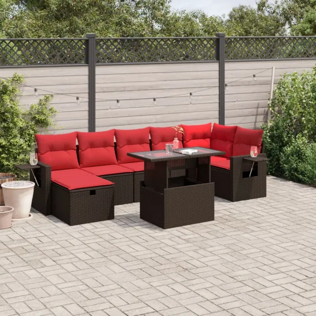 vidaXL 8-delige tuinbankset met kussens, bruin polyrotan, foto 2