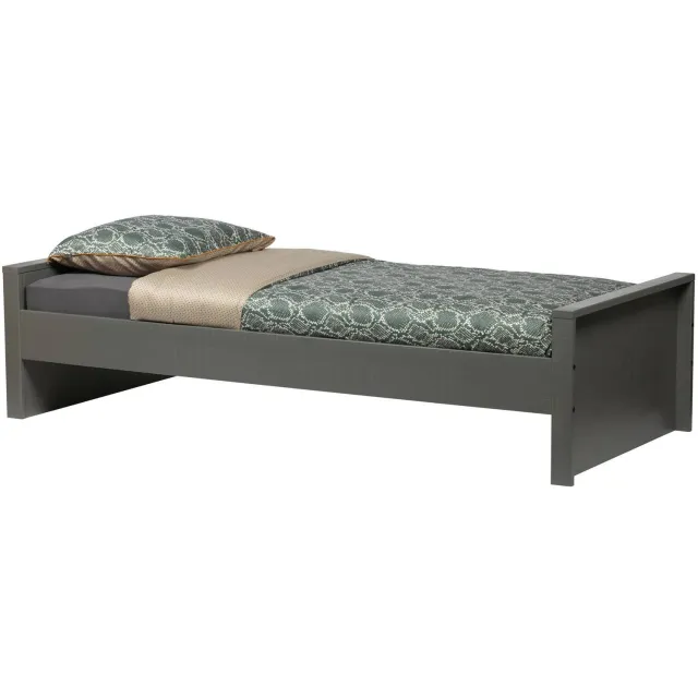 WOOOD Morris bed grijs leem