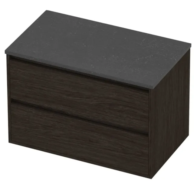 Proline Deck Badmeubelset Hardsteen Greeploos Symmetrisch Kader 80x46x54 cm Blue Stone Mokka Oak Eiken