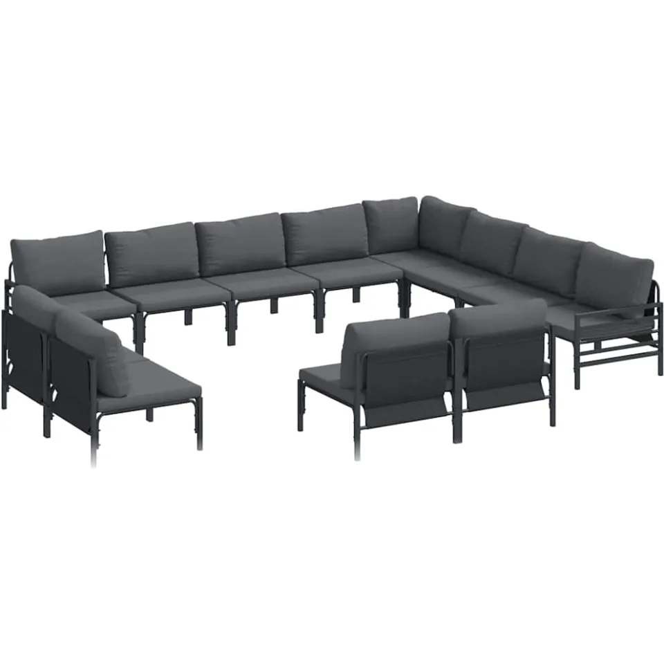 vidaXL Tuinbankenset 12 st Zwart Staal Anthraciet
