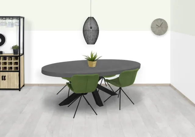 NordXL Betonlook eettafel ovaal Datil met matrixpoot