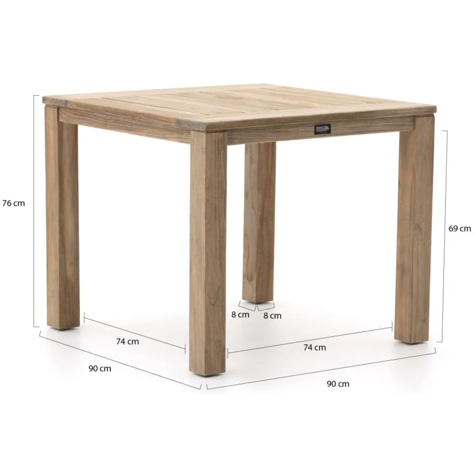 ROUGH Furniture ROUGH-S dining tuinset 90cm 5-delig stapelbaar bruin, foto 3