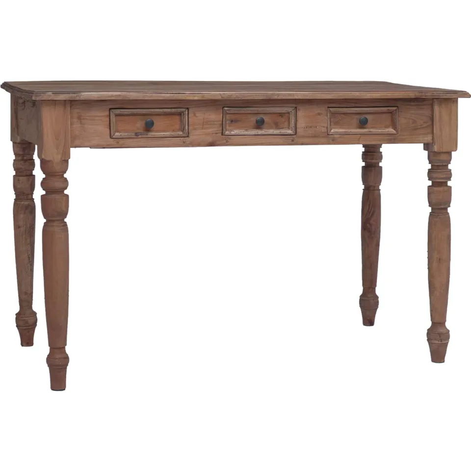 vidaXL Bureau met lades 117x57x75 cm massief mahoniehout bruin, foto 3