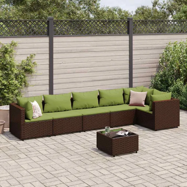 vidaXL 7-delige Loungeset met kussens poly rattan bruin, foto 2