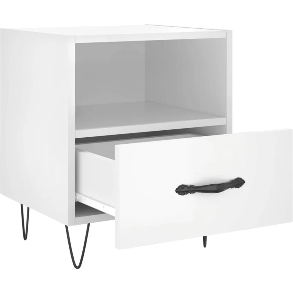 vidaXL Nachtkastjes 2 st 40x35x47,5 cm bewerkt hout hoogglans wit
