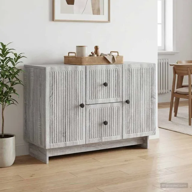 vidaXL Dressoir met lade Grijs sonoma 89 x 34,5 x 60 cm Bewerkt hout, foto 2