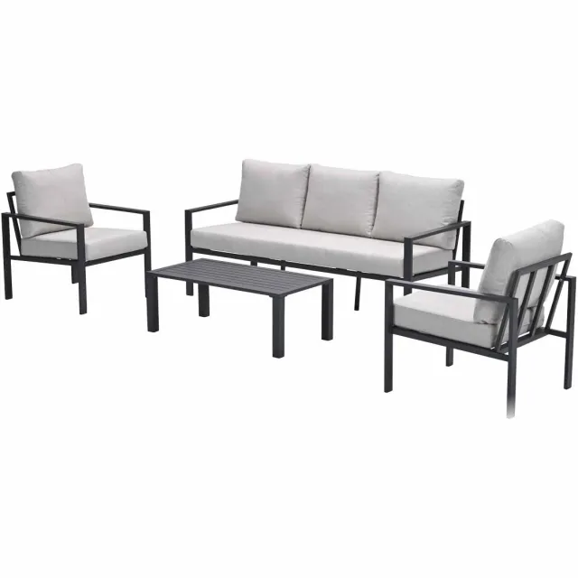Garden Impressions Springs aluminium loungeset - carbon black - desert sand Antraciet