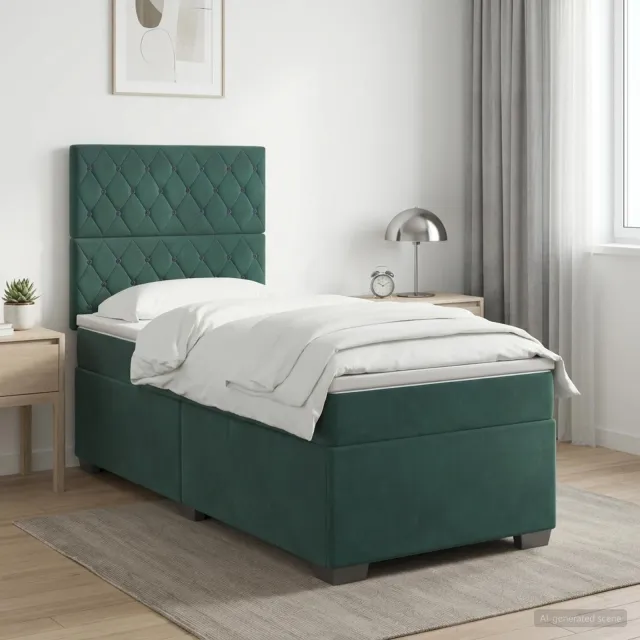vidaXL Boxspringbed met matras Donkergroen 80 x 200 cm Fluweel