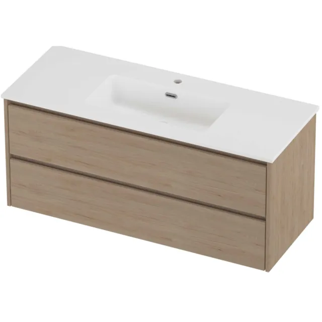Proline Tribute Badmeubelset Porselein Elegant 1 Kraangat 120x46x54 cm Mat White Ideal Oak Eiken