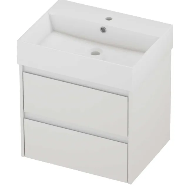 Proline Zara Badmeubelset Porselein Loft 1 Kraangat 60x46x65 cm Glans Wit Glans Wit