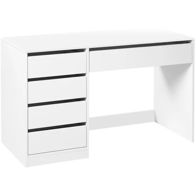 VILIMA Bureau - Bureau wit - Bureau met lades - Opbergruimte - Klassiek ontwerp - Voor kantoor, slaapkamer - 120 x 55 x 75 cm