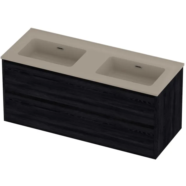 Proline Tribute Badmeubelset Porselein Elegant Zonder Gat 120x46x54 cm Mat Crème Cotton Black Oak Eiken