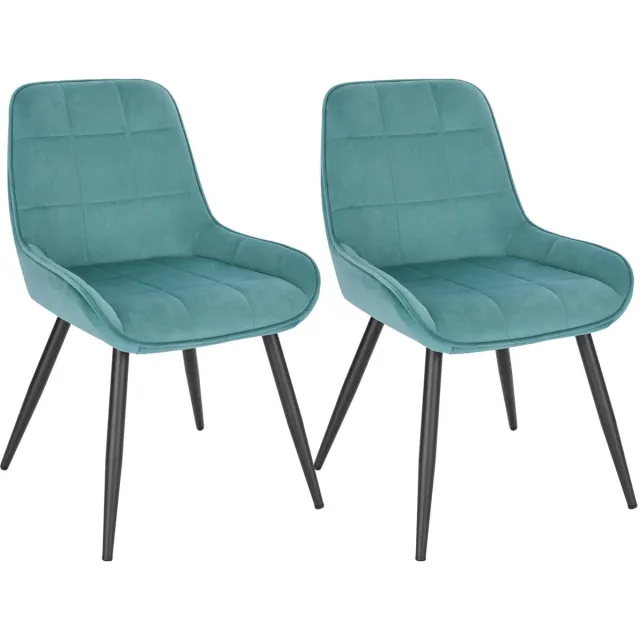 Klarven Eetkamerstoelen Fluweel turquoise - Eetkamerstoelen Set Van 2 - Dining Chair - Ergonomisch, Waterafstotend Kunstleer, Draagvermogen 120 Kg - B60xd55xh40cm