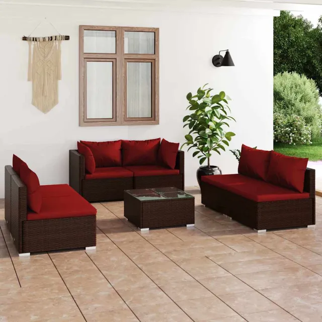 vidaXL 7-delige Loungeset met kussens poly rattan bruin, foto 2