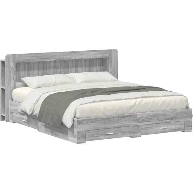 vidaXL Bedframe met opslag Grijs Sonoma 200 x 200 cm Bewerkt hout