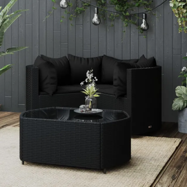 vidaXL 4-delige Loungeset met kussens poly rattan zwart, foto 2