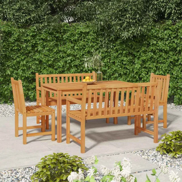 vidaXL 5-delige Tuinset massief teakhout bruin, foto 2