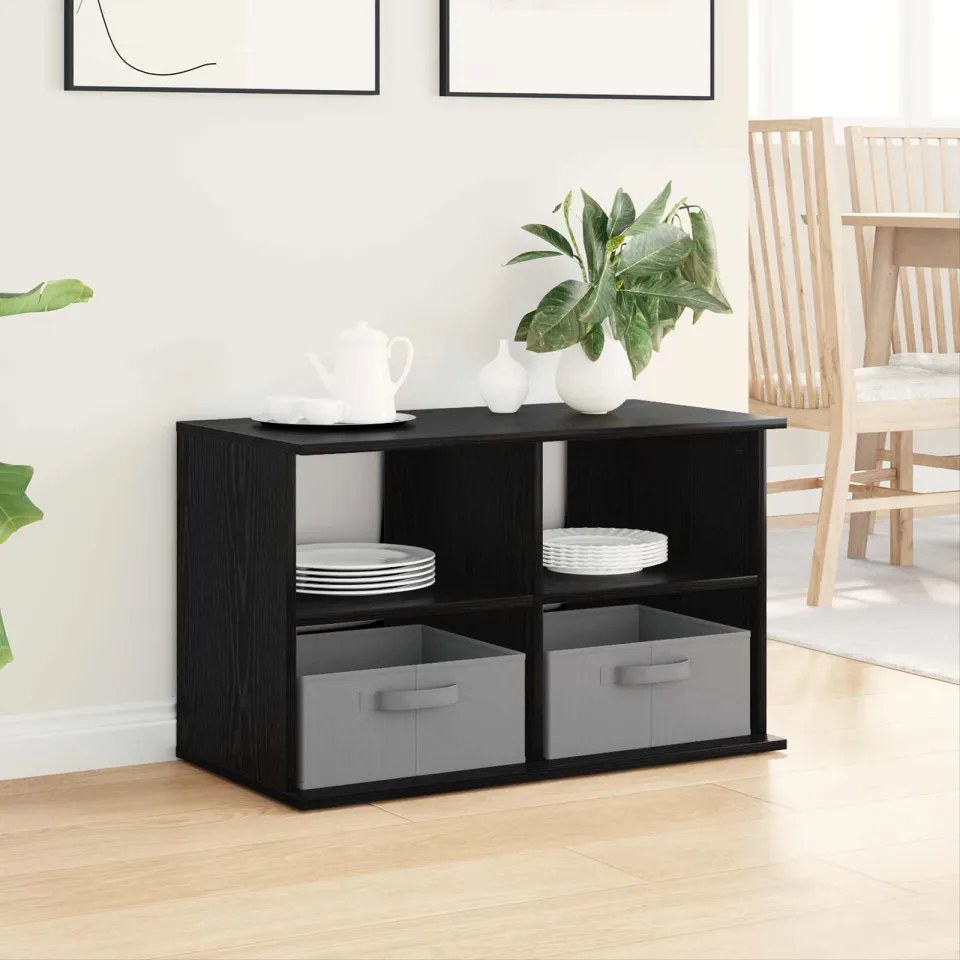 vidaXL TV-standaard met lade Zwart Eiken 79 x 40 x 48 cm, foto 4
