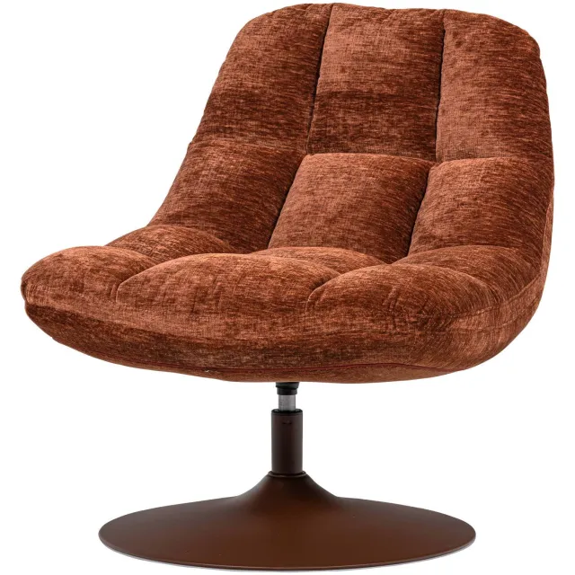 WOOOD Elvi Draaifauteuil - Chenille Structuur - Roestbruin - 81x73x84 rust brown
