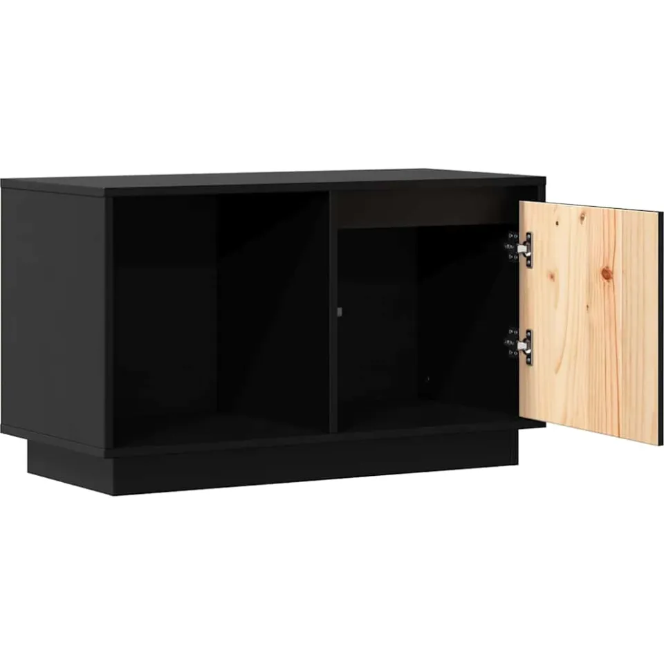 vidaXL Tv-meubel 74x35x44 cm massief grenenhout zwart, foto 4
