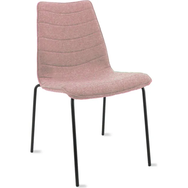 Workliving Verona Eetkamerstoel / Vergaderstoel - Wolvilt Fenice 152 zachtroze - frame zwart Roze - Zwart