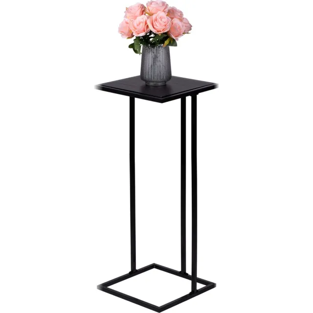 arti casa Bijzettafel - Metaal en MDF - 75 x 33 x 33 CM - Nachtkastje - Plantentafel - Laptoptafel - Industriële Uitstraling - Zwart