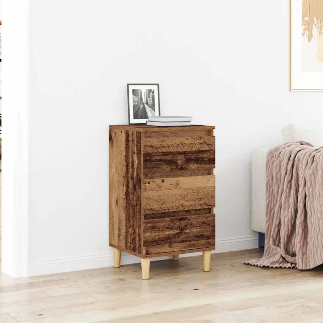 vidaXL Nachtkastje Oudhout 40 x 35 x 70 cm Bewerkt hout bruin, foto 2