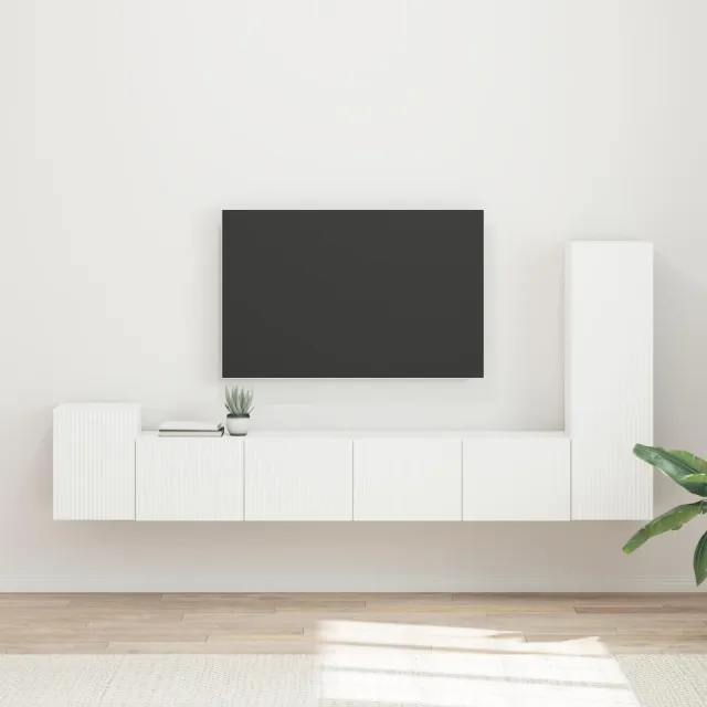 vidaXL Tv-meubelset 3 st Wit Bewerkt hout