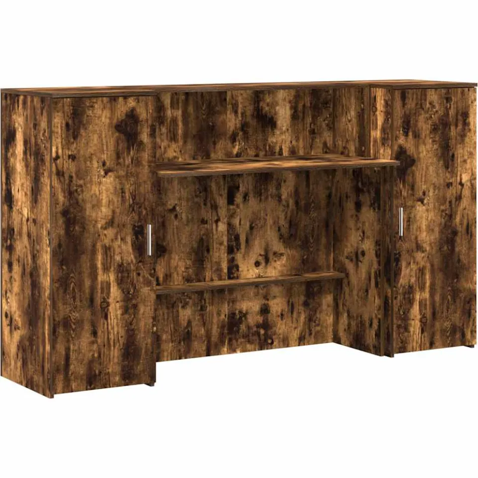 vidaXL Receptiebalie 180x50x103,5 cm bewerkt hout gerookt eikenkleurig, foto 3