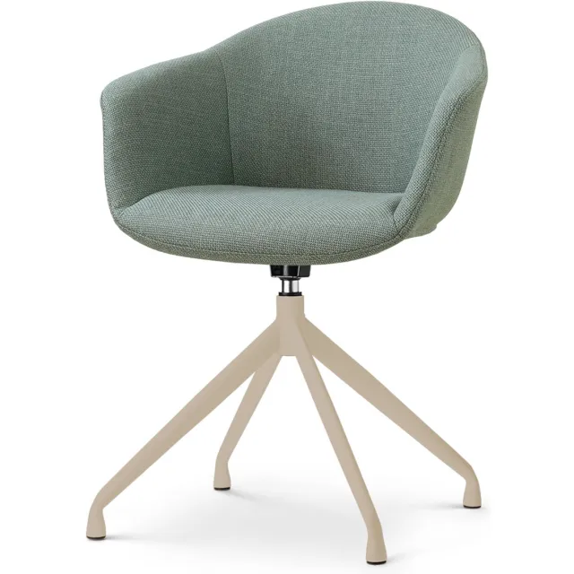 Nolon Nola-Otis Draaibare Eetkamerstoel Saliegroen - Beige Onderstel - Scandinavisch - Armstoel - Comfortabel - Stoffen