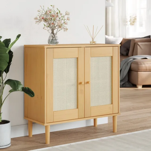 vidaXL Dressoir SENJA 80x35x80 cm rattan look massief grenenhout bruin, foto 2