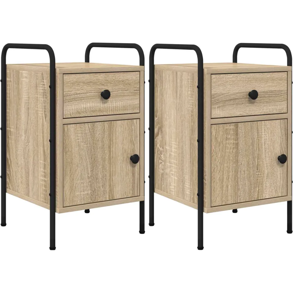vidaXL Nachtkastje 2 st Sonoma Eiken 35 x 36,5 x 61 cm Bewerkt hout, foto 3