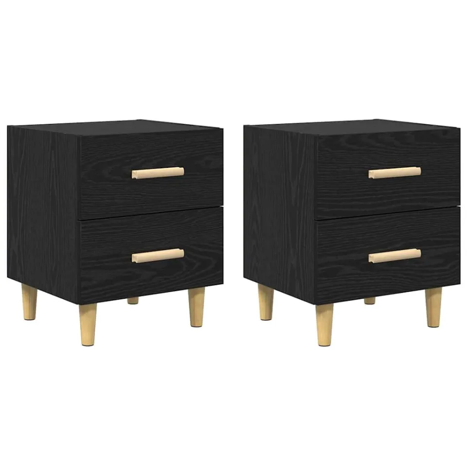 vidaXL Bed kast 2 st Zwart Eiken 40 x 35 x 47.5cm Bewerkt hout, foto 3