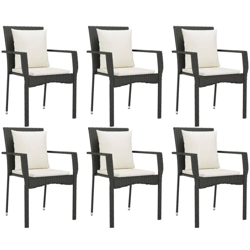 vidaXL 7-delige Tuinset met kussens poly rattan zwart, foto 3