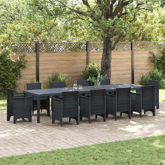 vidaXL Tuinstafel Antraciet 350 x 100 x 74 cm poly rattan Anthraciet