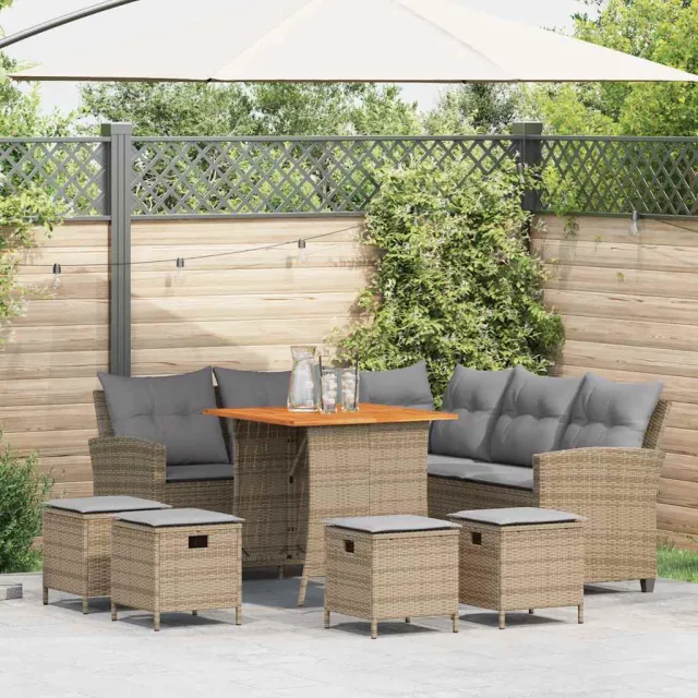 vidaXL 6-delige tuinbankset met kussens L-vormig beige polyrotan, foto 2