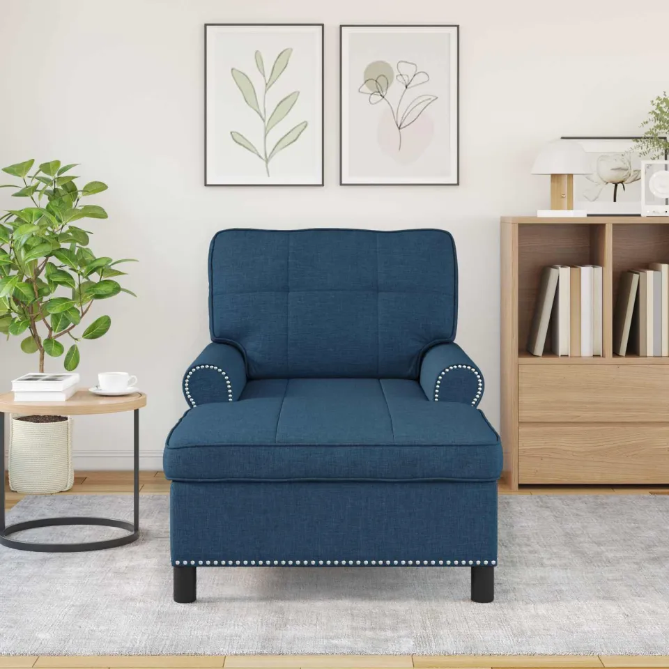 vidaXL Chaise Lounge Blauw Stof 91 x 157 x 91 cm, foto 3