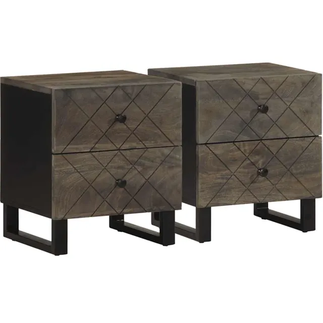 vidaXL Nachtkastjes 2 st 40x33x46 cm massief mangohout zwart