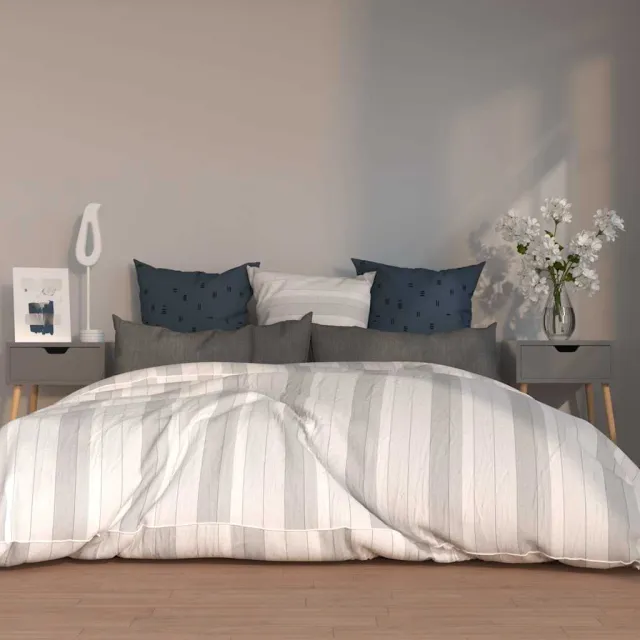 vidaXL Nachtkastjes 2 st 40x40x56 cm bewerkt hout grijs, foto 2