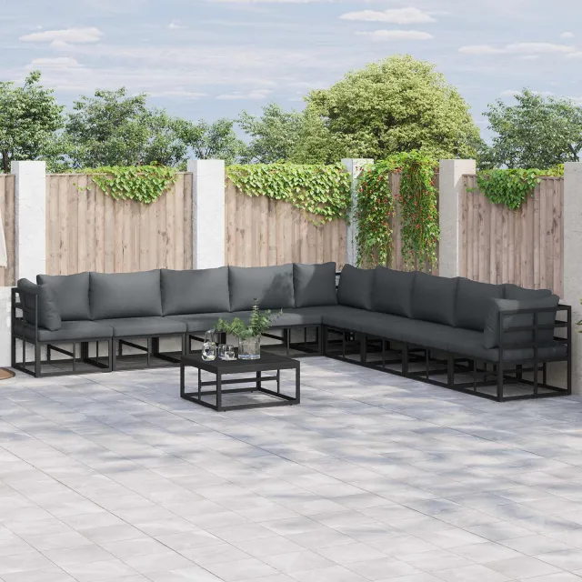 vidaXL Tuinbankenset 9 st Zwart Aluminium, foto 2