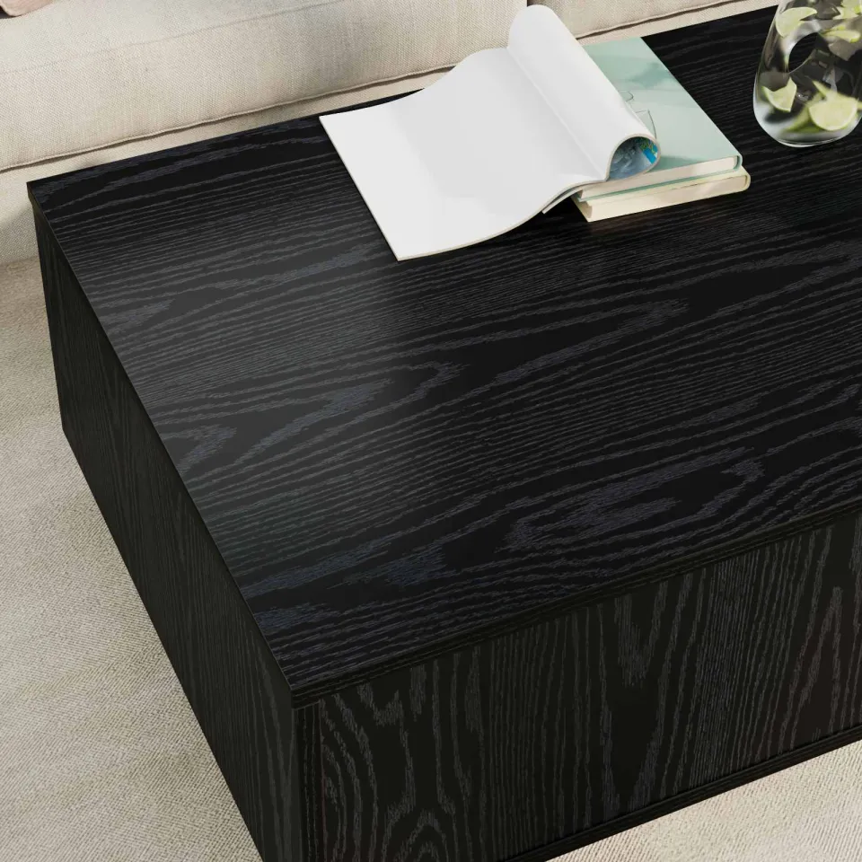 vidaXL Salontafel Zwart Eiken 95 x 55 x 31 cm Bewerkt hout, foto 4