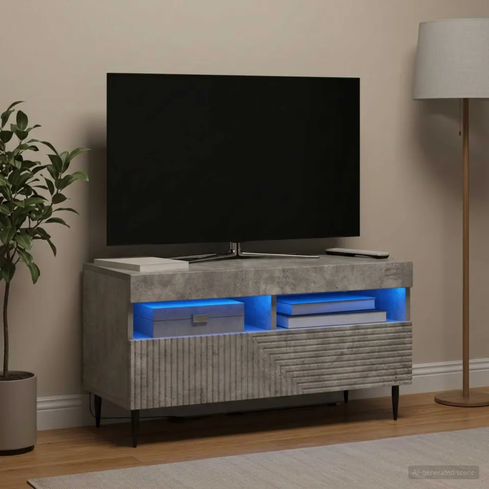 vidaXL LED tv-meubel HAARLEM 81 x 35 x 43 cm Betongrijs Bewerkt hout grijs, foto 4