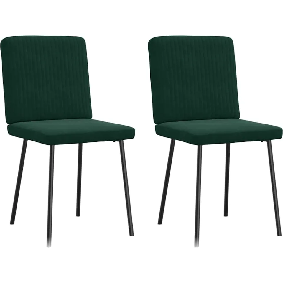 vidaXL Eetkamerstoelen 2 st fluweel donkergroen groen, foto 3