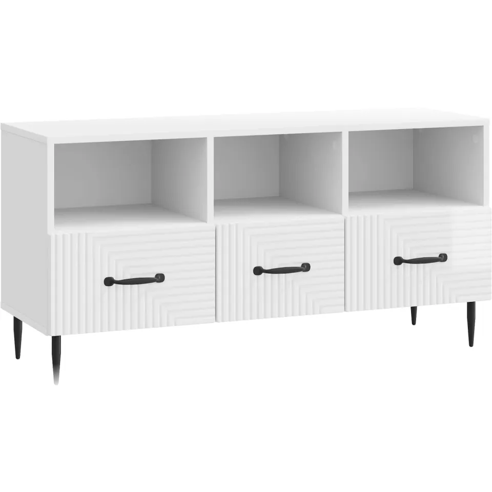 vidaXL TV-kast met lade Hoogglans Wit 102 x 34,5 x 50 cm Bewerkt hout