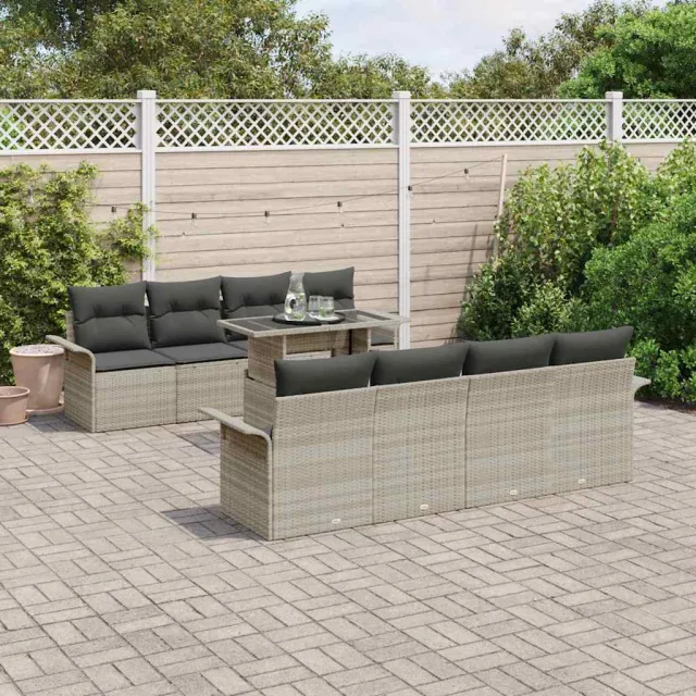 vidaXL Tuin Sofa Set 9 st Lichtgrijs poly rattan