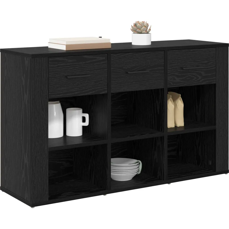 vidaXL Dressoir Zwart Eiken 100 x 30 x 59,5 cm Bewerkt hout