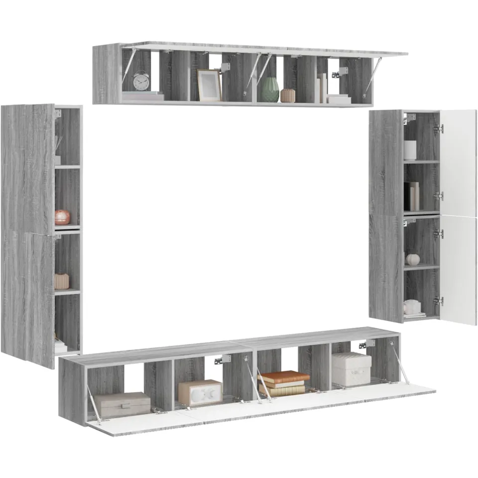 vidaXL TV-kast 8 st 98 x 31 x 29,5 cm Grijs Sonoma
