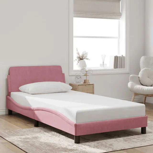 vidaXL Bedframe met hoofdeinde "Dover" 100x200 cm fluweel roze