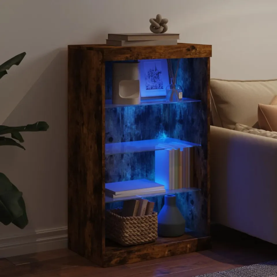 vidaXL Dressoir met LED-verlichting 60,5x37x100 cm gerookt eikenkleur, foto 3